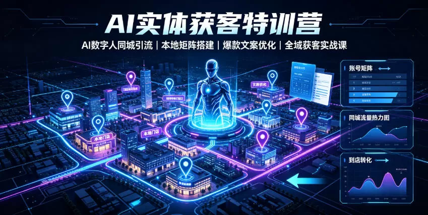 AI实体获客特训营|AI数字人同城引流、本地矩阵搭建、爆款文案优化全域获客实战课-鹊桥梦网创