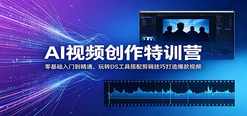 AI视频创作特训营:零基础入门到精通,玩转DS工具搭配剪辑技巧打造爆款视频-鹊桥梦网创