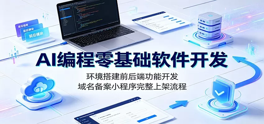 AI编程零基础软件开发:环境搭建前后端功能开发,域名备案小程序完整上架流程-鹊桥梦网创