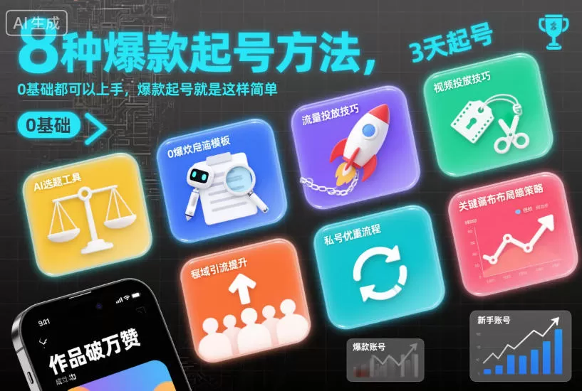 8种爆款起号方法,0基础都可以上手,爆款起号就是这样简单-鹊桥梦网创