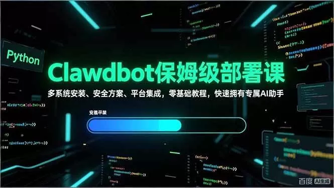 （17343期）Clawdbot保姆级部署课，多系统安装、安全方案、平台集成，零基础教程，快速拥有专属AI助手-鹊桥梦网创