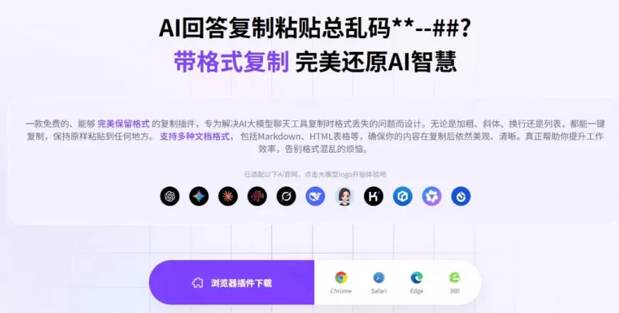 你的AI回答内容复制格式总乱码？完美一键保留原格式复制，办公宝藏浏览器插件Copy With Format