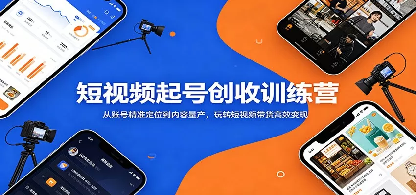 短视频起号创收训练营：从账号精准定位到内容量产，玩转短视频带货高效变现-鹊桥梦网创