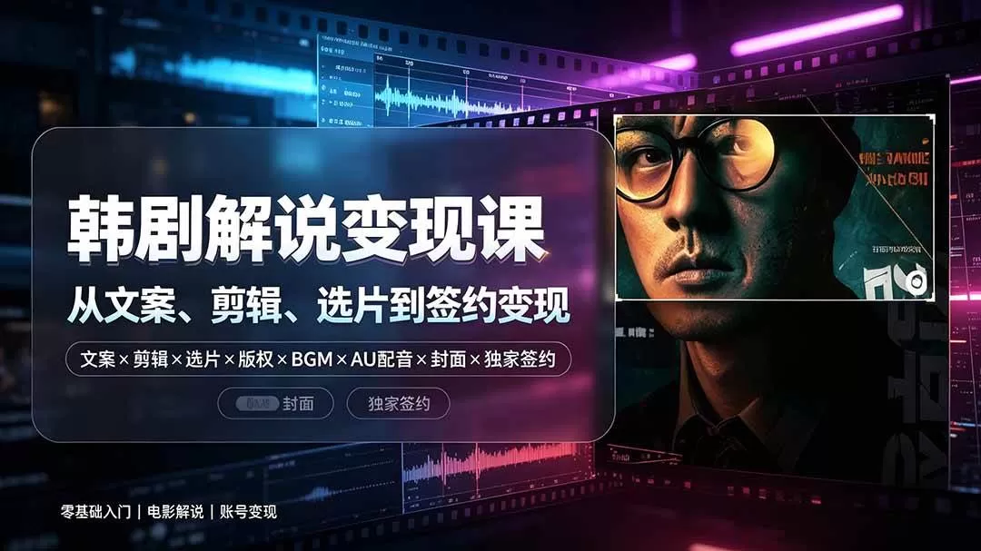 (19438期)抖音270W粉丝博主亲授韩剧解说课:文案×剪辑×选片×版权×BGM×AU配音×封面×独家签约,零基础到变现-鹊桥梦网创