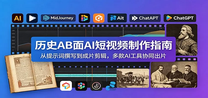 历史AB面AI短视频制作指南:从提示词撰写到成片剪辑,多款AI工具协同出片-鹊桥梦网创