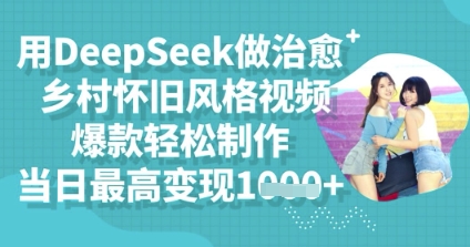 用DeepSeek做治愈乡村怀旧风格视频，爆款轻松制作，当日最高变现多张-鹊桥梦网创
