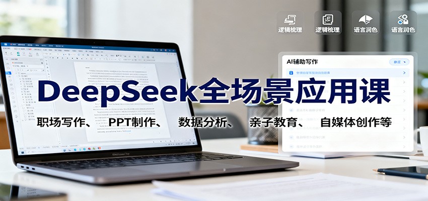 DeepSeek全场景应用课:职场写作、 PPT制作、数据分析、亲子教育、自媒体创作等-鹊桥梦网创