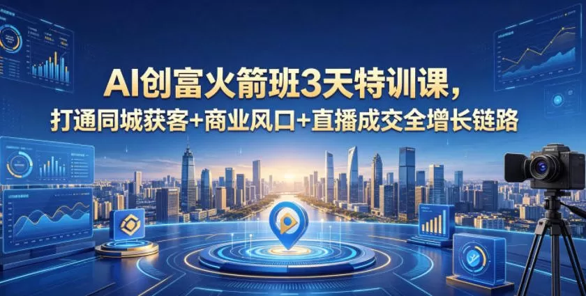 AI创富火箭班3天特训课,打通同城获客+商业风口+直播成交全增长链路,2026年4月新课-鹊桥梦网创