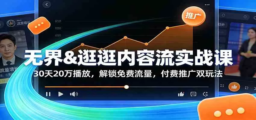 无界&逛逛内容流实战课:30天20万播放,解锁免费流量,付费推广双玩法-鹊桥梦网创