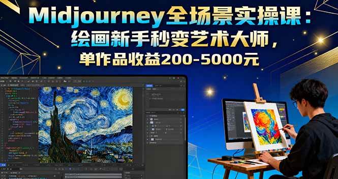 （16125期）Midjourney全场景实操课：绘画新手秒变艺术大师，单作品收益200-5000元-鹊桥梦网创