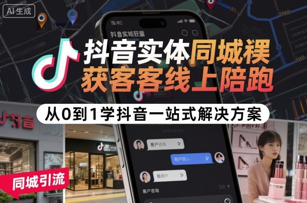 抖音实体同城获客线上陪跑，从0到1学抖音一站式解决方案-鹊桥梦网创